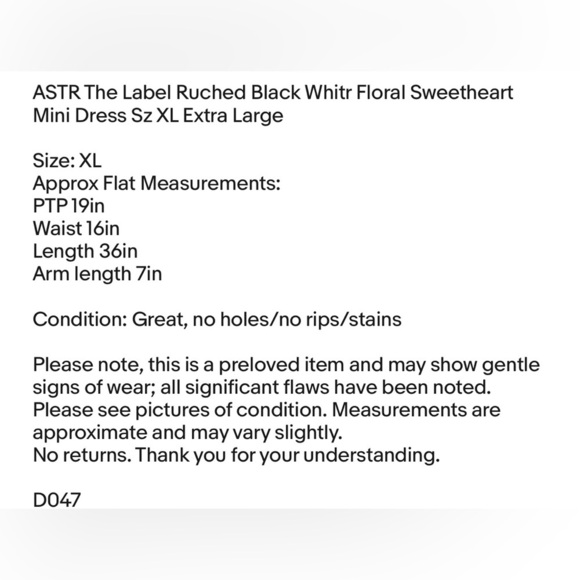 ASTR The Label Ruched Black White Floral Sweetheart Mini Dress Womens Size XL - Picture 13 of 13